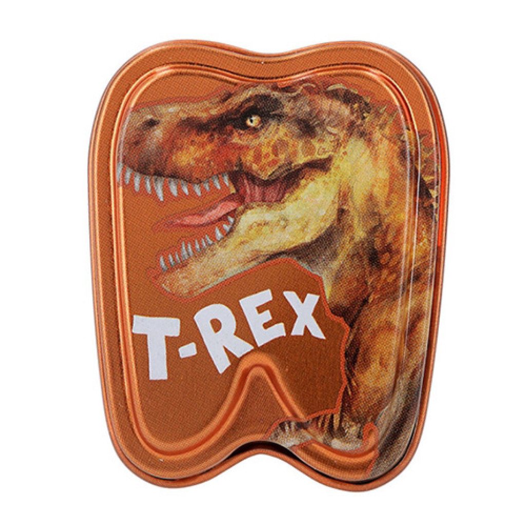 Dino World ASST | Hliníková krabička na zuby, T-Rex, oranžová